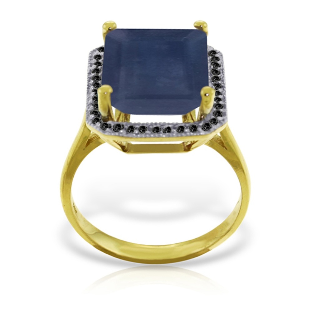 GOLD RING WITH NATURAL BLACK DIAMONDS & SAPPHIRE - Picture 2 of 6